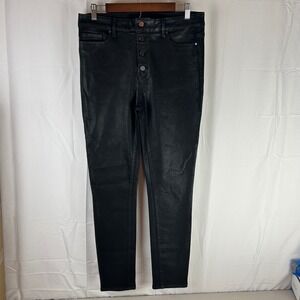 PAIGE Hoxton Ultra Skinny Faux Leather Pants Black Size 32x30